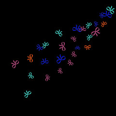 Festive Background with Colorful Bows. Trendy Pattern for Postcard, Print, Banner or Poster. Little Pretty Bows For Party Decoration, Wedding, Birthday or Anniversary Invitation. Vector Frame.