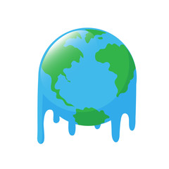 Planet earth melting icon design. Stop global warming concept. illustration isolated on white background.