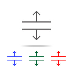 Continuous one line drawing of arrow pointing up and down icon. Elements in multi colored icons for mobile concept and web apps. Icons for website design and development