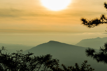 sunrise view of landscape at Tropical Mountain Range Phu Rua National Park Loei Thailand