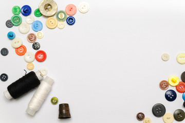 Buttons of different colors on a white background