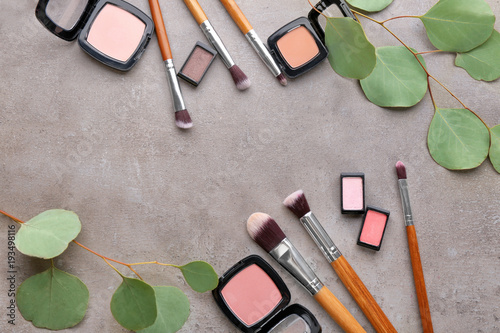 Decorative Cosmetics And Tools Of Professional Makeup Artist With