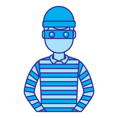 male thief avatar mask cap and striped clothes vector illustration blue image