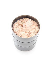 Open Can of Tuna in a Silver Tin