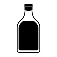 liquor bottle with blank label icon image vector illustration design  black and white