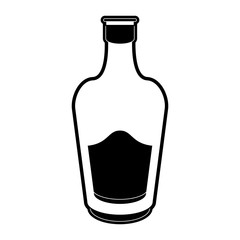 liquor bottle with blank label icon image vector illustration design  black and white