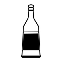 liquor bottle with blank label icon image vector illustration design  black and white