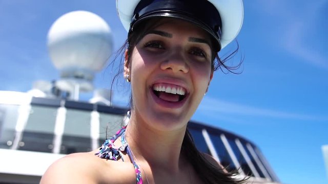 Woman Taking a Selfie from a cruise ship