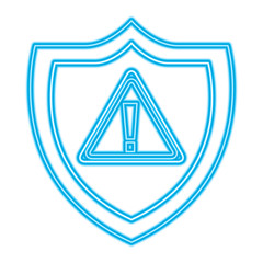 shield protection warning alert error data vector illustration blue neon line image