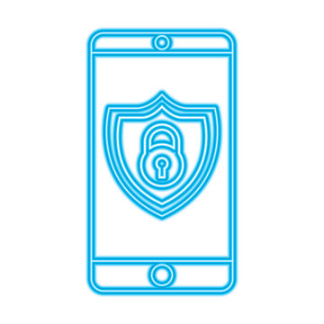 smartphone padlock security protection data app vector illustration blue neon line image