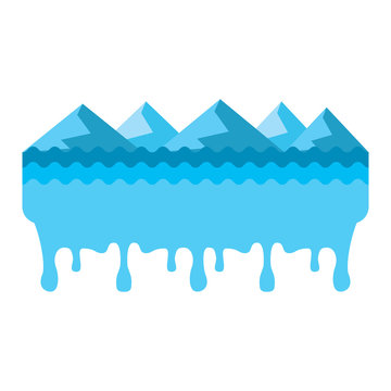 melted landscape mountains water disaster vector illustration