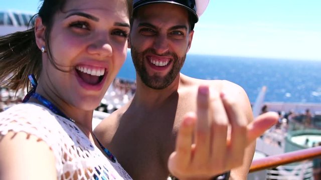 Couple Taking a Selfie on Cruise Ship Vacation