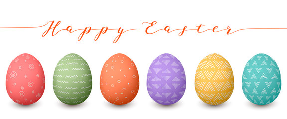 Happy Easter eggs. Set of whtie Easter eggs with different simple textures on white background.