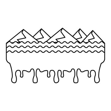 melted landscape mountains water disaster vector illustration outline graphic