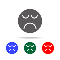 Sad face icon. Elements in multi colored icons for mobile concept and web apps. Icons for website design and development, app development