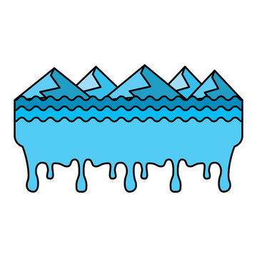 melted landscape mountains water disaster vector illustration
