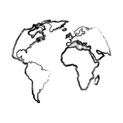 silhouette world map location planet vector illustration