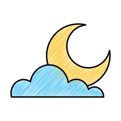 Obraz premium cloud half moon weather sky image vector illustration drawing graphic