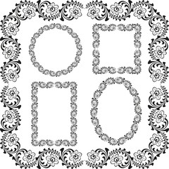 set of decorative borders with flowers narcissus