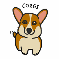 Corgi dog cartoon doodle style