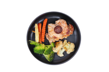 Fried teriyaki chicken with butter potato and herb.