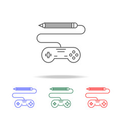joystick with pencil icon. Elements in multi colored icons for mobile concept and web apps. Icons for website design and development, app development