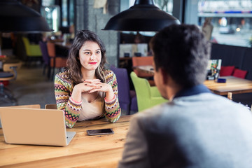 Business meeting in a cafe