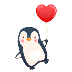 Obraz premium pingwin trzymając balon