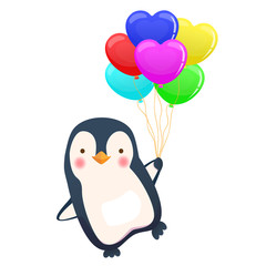 penguin holding balloon