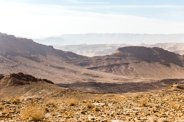 Desert mountain ridge cliffs, south Israel landscape.