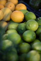 Fresh lemons and limes at a local farmers market