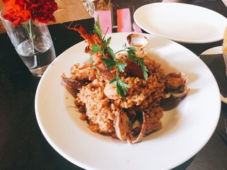 Spanish seafood paella