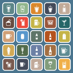 Beverage flat icons on blue background