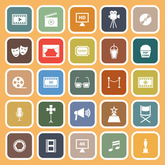 Movie flat icons on orange background