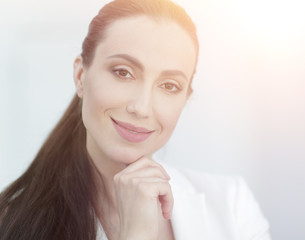 closeup portrait of a dreaming business woman