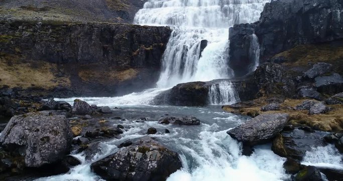 Flying over an unbelievable waterfall in Iceland