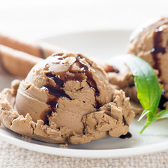 Close up brown ice cream