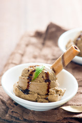 Close up cocoa ice cream