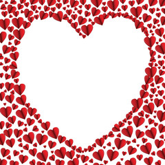 Frame of red hearts on Valentine's Day. Empty space for your text. White background. vector illustration.