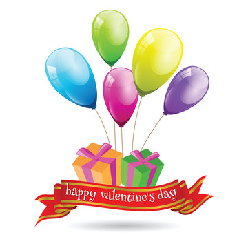 Happy Valentine's Day Balloons. White background. vector illustration