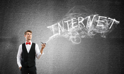 Conceptual image of young businessman.