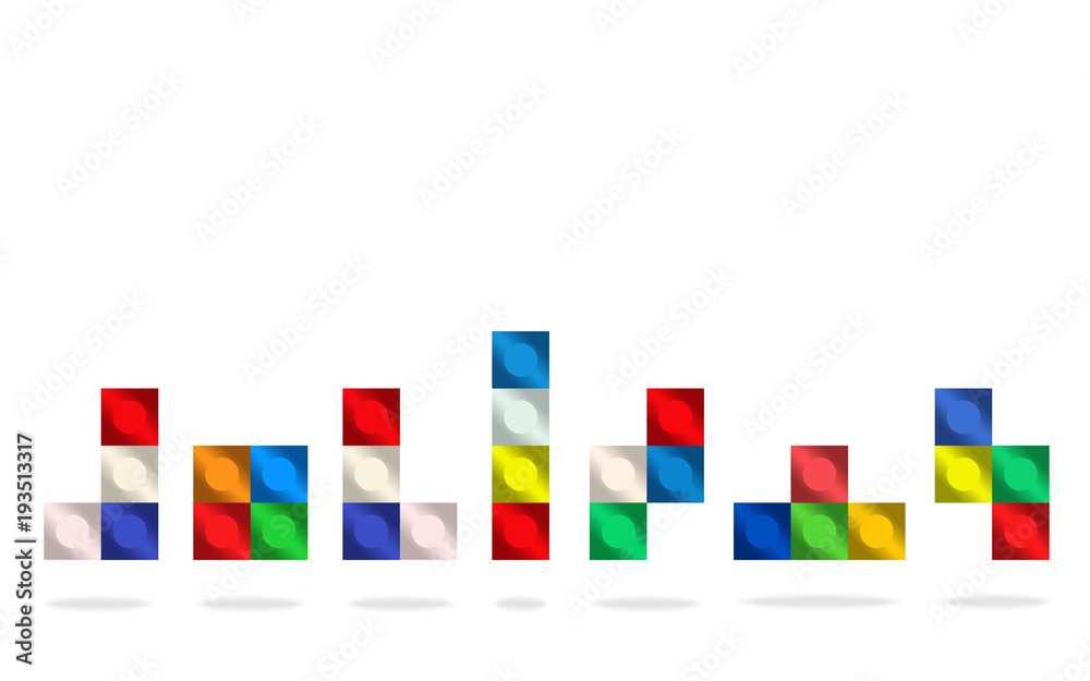 Poster block shape of tetris game on white for web and design,vector illustration