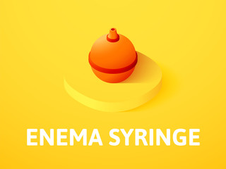 Enema syringe isometric icon, isolated on color background