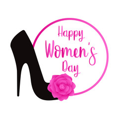 Obraz premium High heel shoe with flowers. Happy women day