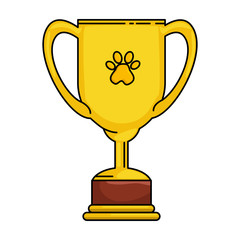 trophy cup with footprint vector illustration design