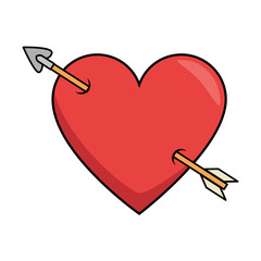 heart love with arrow romantic icon vector illustration design