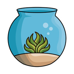 aquarium bowl with algae vector illustration design