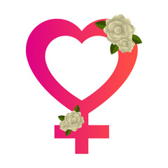 Heart shaped female gender symbol