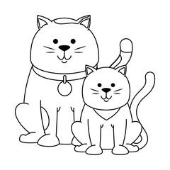 cute cats mascots characters vector illustration design