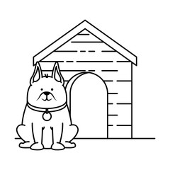 cute dog mascot with wooden house vector illustration design
